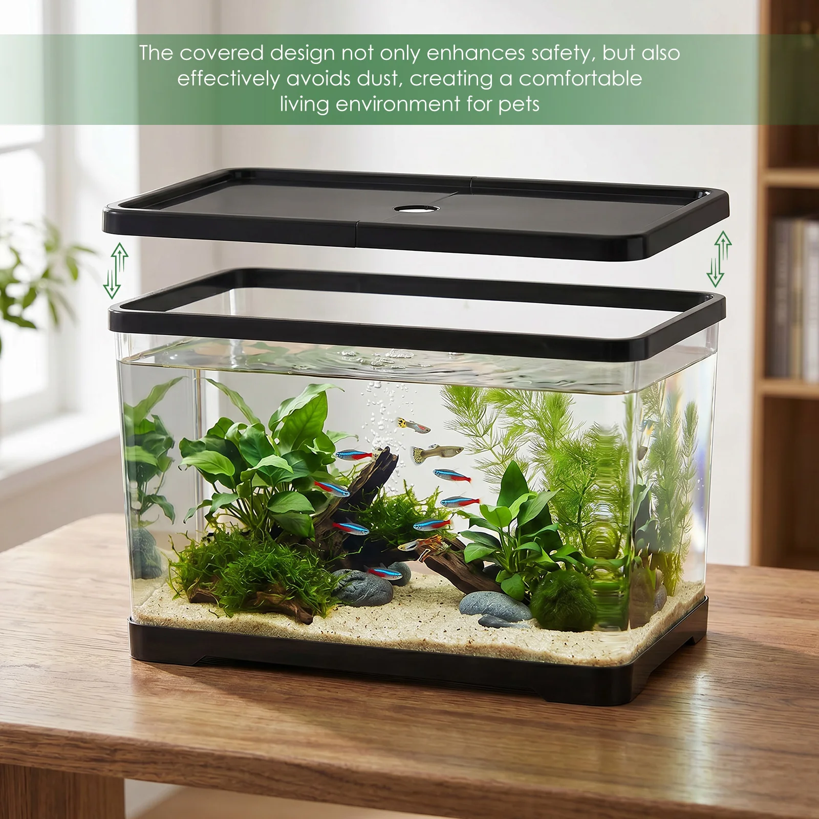 حوض أسماك شفاف مع غطاء، حوض مس - مراجعة Planted Aquarium Bowl وسعره